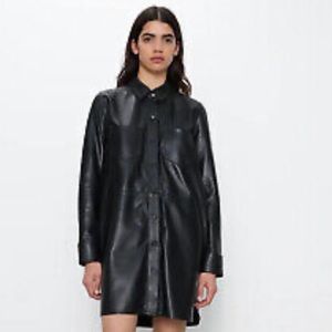 Zara Genuine Leather Shirt Dress